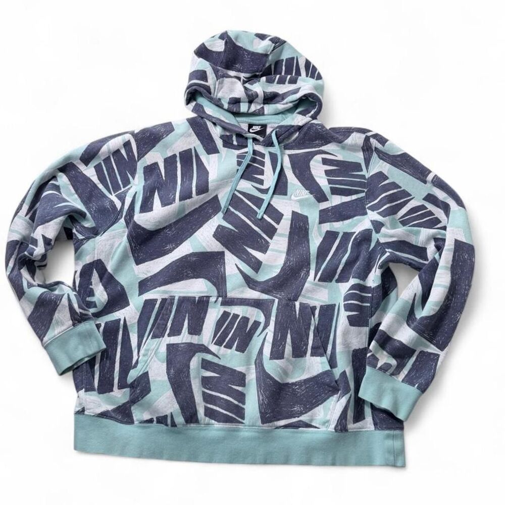 Nike Men's Blue and White Hoodie